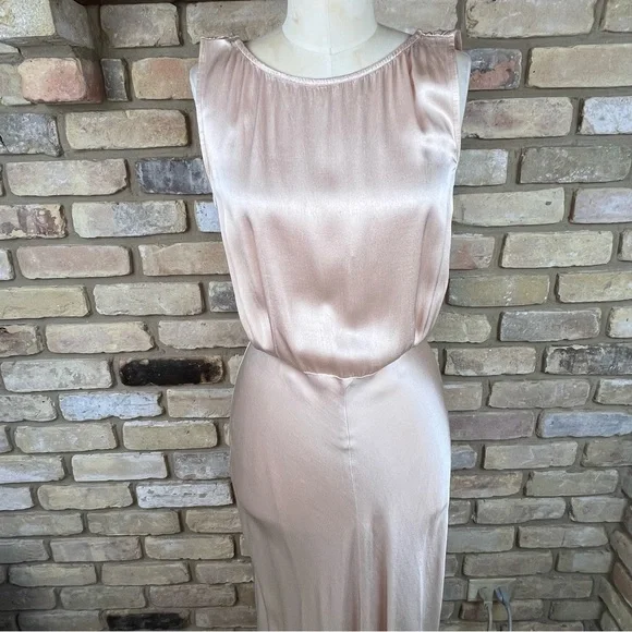 GHOST LONDON x BHLDN pale pink champagne Alexia satin gown in Oyster -  laplaya.ma